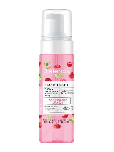 Bielenda Eco Sorbet pianka micelarna do oczyszczania twarzy nawilżająco-kojąca Malina 150ml
