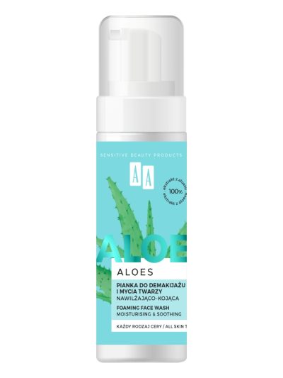AA Aloes 100% aloe vera extract pianka do demakijażu i mycia twarzy nawilżająco-kojąca 150ml