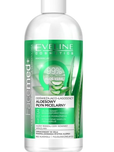 Eveline Cosmetics Facemed+ 3w1 odświeżająco-łagodzący aloesowy płyn micelarny 400ml
